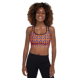 Blue & Orange Pixels Padded Athletic Bra