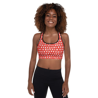 Red Pixels Padded Athletic Bra