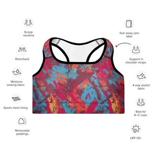 Maroon Graffiti Padded Athletic Bra