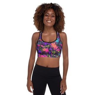 Purple Graffiti Padded Athletic Bra