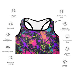 Purple Graffiti Padded Athletic Bra