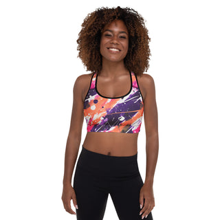 Peach & Pink Graffiti Padded Athletic Bra