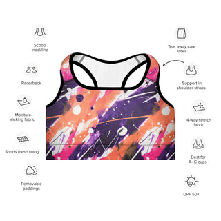 Peach & Pink Graffiti Padded Athletic Bra