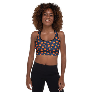 Navy & Orange Dots Padded Athletic Bra