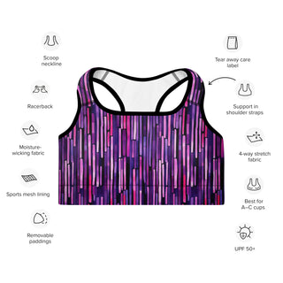 Purple Stripes Padded Athletic Bra