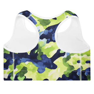 Navy & Green Camo Padded Athletic Bra