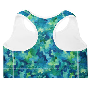 Blue & Green Camo Padded Athletic Bra