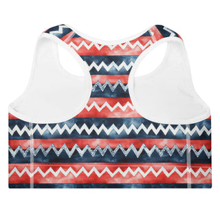 Red & Blue Zigzags Padded Athletic Bra