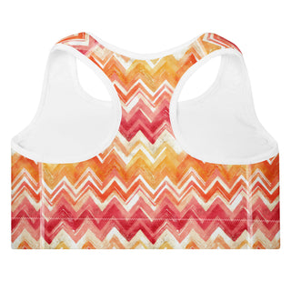 Yellow & Orange Zigzags Padded Athletic Bra