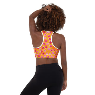 Orange & Pink Dots Padded Athletic Bra