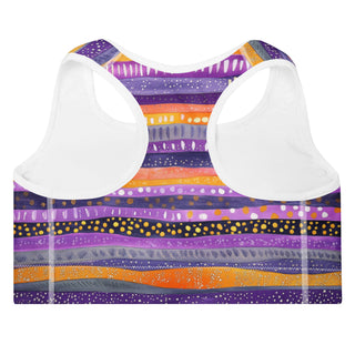 Purple & Orange Stripes Padded Athletic Bra