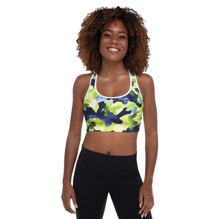 Navy & Green Camo Padded Athletic Bra