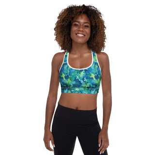 Blue & Green Camo Padded Athletic Bra