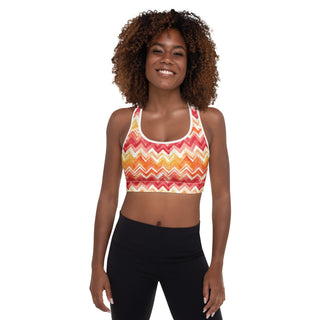 Yellow & Orange Zigzags Padded Athletic Bra