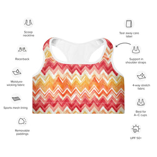 Yellow & Orange Zigzags Padded Athletic Bra