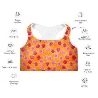 Orange & Pink Dots Padded Athletic Bra