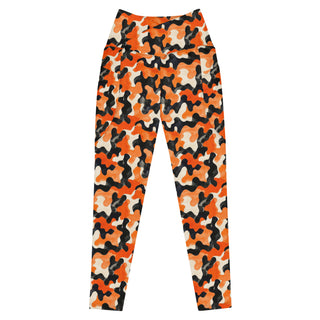 Black & Orange Camo Crossover Pocket Leggings