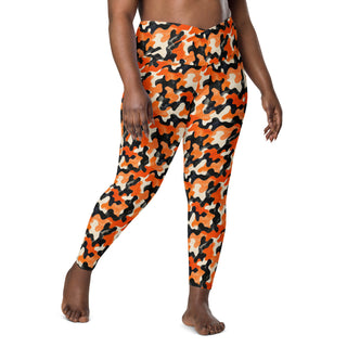 Black & Orange Camo Crossover Pocket Leggings