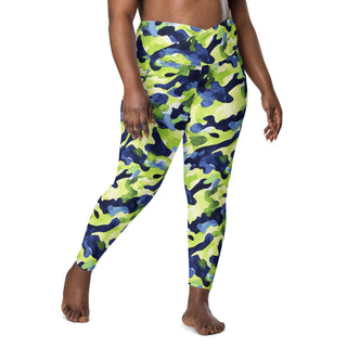 Navy & Green Camo Crossover Pocket Leggings