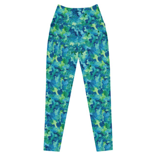 Blue & Green Camo Crossover Pocket Leggings