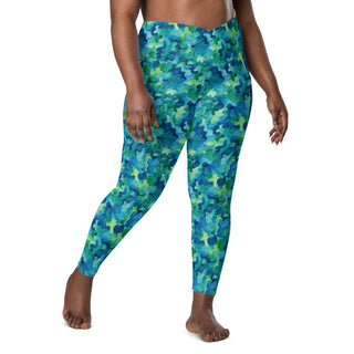 Blue & Green Camo Crossover Pocket Leggings