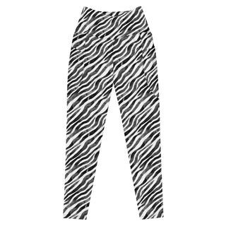 Black & White Zebra Stripes Crossover Pocket Leggings