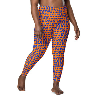 Blue & Orange Pixels Crossover Pocket Leggings