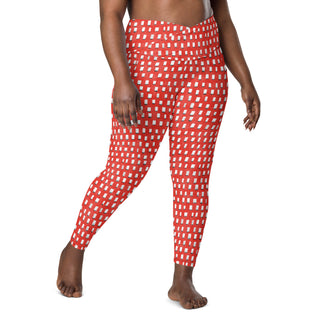 Red Pixels Crossover Pocket Leggings