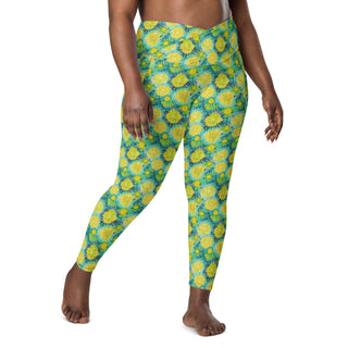 Yellow Sea Urchins Crossover Pocket Leggings