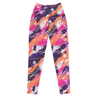 Peach & Pink Graffiti Crossover Pocket Leggings