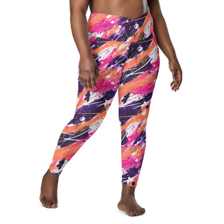 Peach & Pink Graffiti Crossover Pocket Leggings