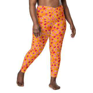 Orange & Pink Dots Crossover Pocket Leggings
