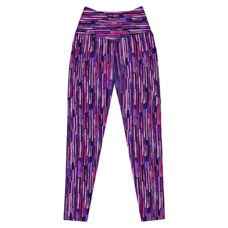 Purple Stripes Crossover Leggings