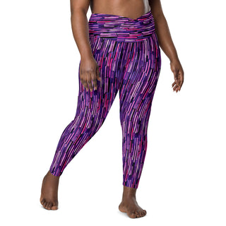 Purple Stripes Crossover Leggings