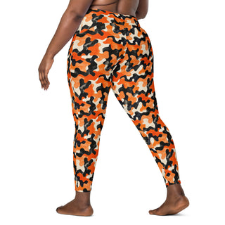 Black & Orange Camo Crossover Pocket Leggings