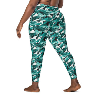 Teal Camo Crossover Picket Leggings