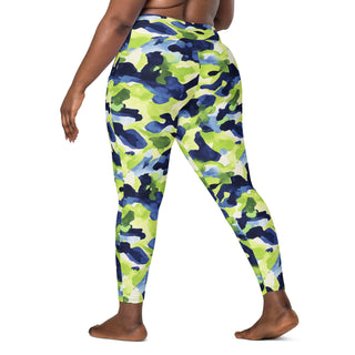 Navy & Green Camo Crossover Pocket Leggings