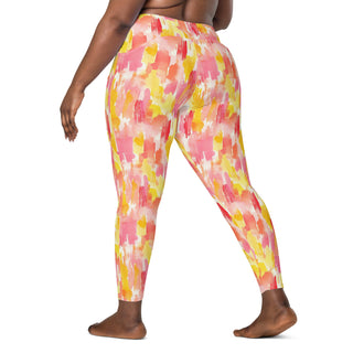 Coral and Yellow Camo Crossover Pocket Leggings