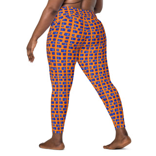 Blue & Orange Pixels Crossover Pocket Leggings