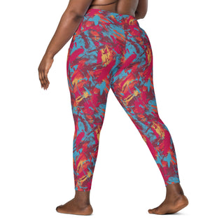 Maroon Graffiti Crossover Pocket Leggings