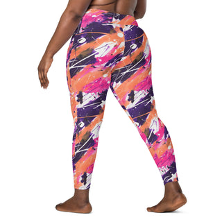 Peach & Pink Graffiti Crossover Pocket Leggings