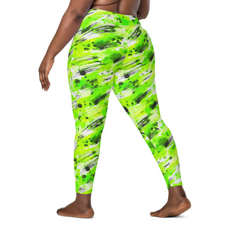 Neon Green Graffiti Crossover Pocket Leggings