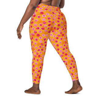 Orange & Pink Dots Crossover Pocket Leggings