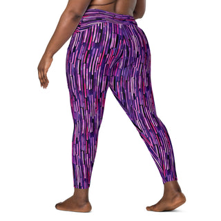 Purple Stripes Crossover Leggings