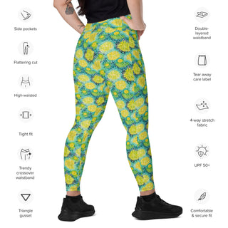 Yellow Sea Urchins Crossover Pocket Leggings