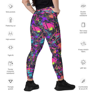 Purple Graffiti Crossover Pocket Leggings