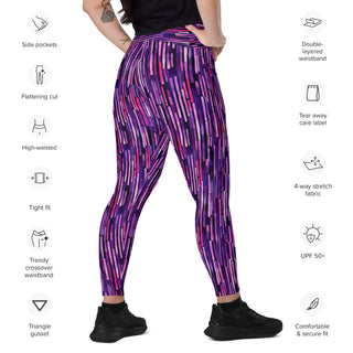 Purple Stripes Crossover Leggings