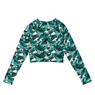 Teal Camo Long Sleeve Crop Top