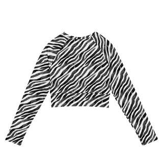 Black & White Zebra Stripes Long Sleeve Crop Top