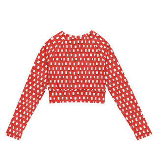 Red Pixels Long Sleeve Crop Top